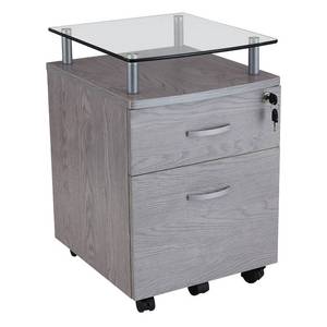 lot 1181 image: Techni Mobili Rolling File Cabinet with Glass Top Grey