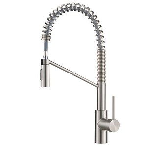 lot 1196 image: Kraus Oletto Single Handle Pull Down Kitchen Faucet Spot Free Stainless Steel