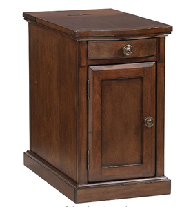lot 1103 image: End table with drawer and cabinet door, Outlets and charging station