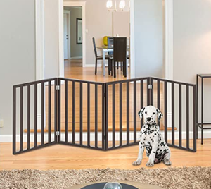 lot 1111 image: PETMAKER Foldable, Free-Standing Wooden Pet Gate- Light Weight, Indoor Barrier for Small DogsCats, Dark Brown, Step Over Doorway Fence, Rich Espresso, 54 X 24 (80-62875)