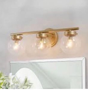 lot 1081 image: Modern 3 lights Bathroom Vanity Lighting Golden Wall Sconce for Powder Room L19.5x W6x H7.5