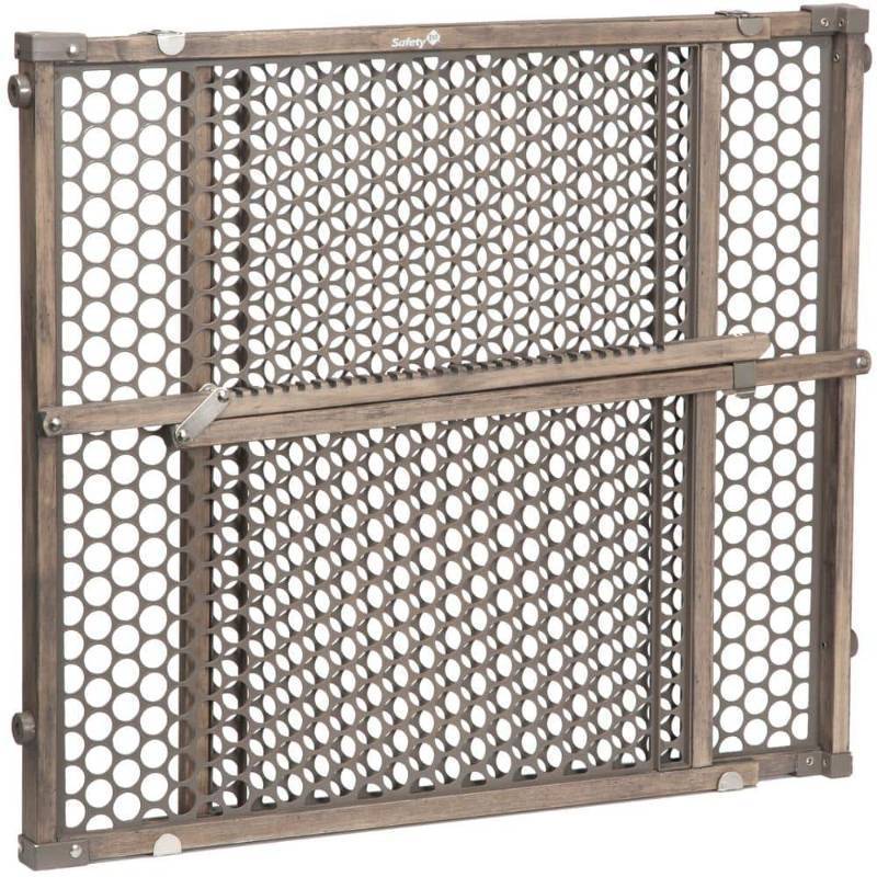 lot 60026 image: Safety 1st - Vintage Grey Wood Doorway Security Gate - Brown