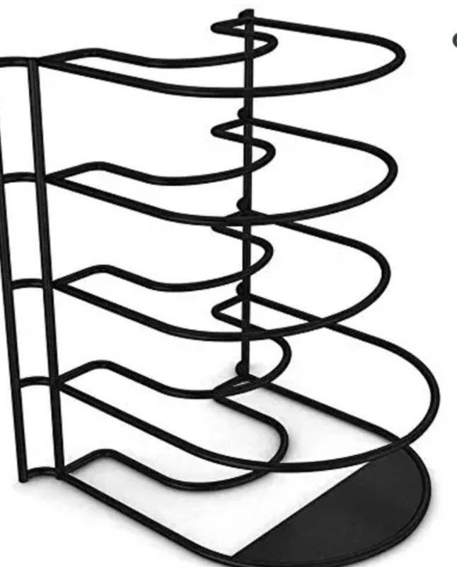 lot 60180 image: Lot of 2 Worthy Shoppee Pan Organizer, Extra Large 5 Tier Shelf - Holds Cast Iron Skillets, Dutch Oven, Griddles - Durable - Space Saving Kitchen Storage - No Assembly Required - Black 15.4 Inch