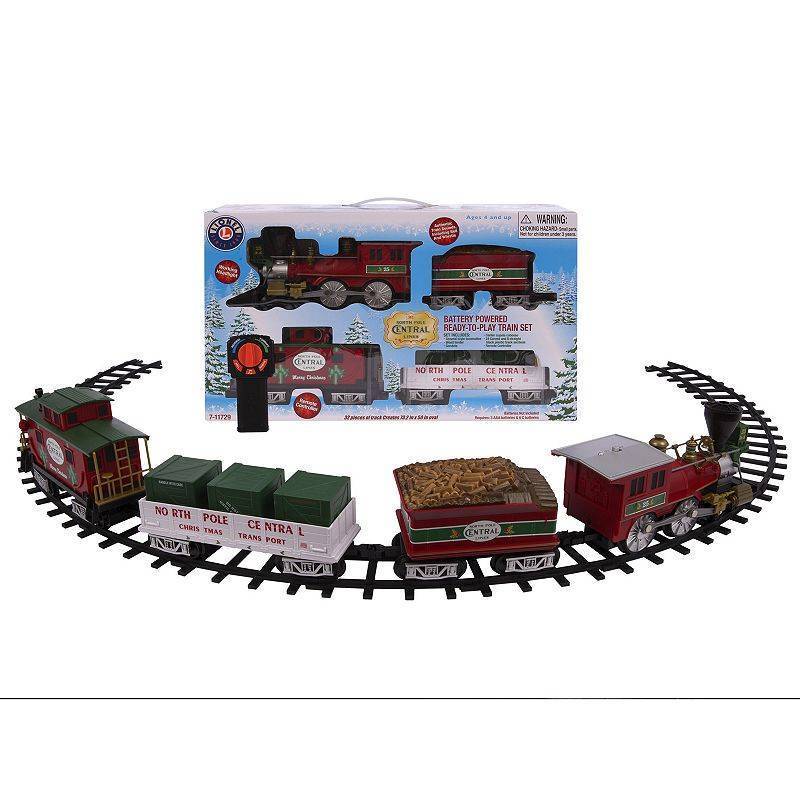 lot 1853 image: Lionel North Pole Central Battery Operated Train Set with Remote Control