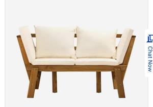 lot 10086 image: Holly & Martin Dolavon Outdoor Loveseat wImperfect Teak Coffee Table