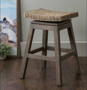 lot 23060 image: East at Main Brown 24-in H Counter height Swivel Bar Stool Damage See Pictures
