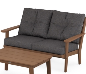 lot 23061 image: Teak Outdoor 2pc Loveseat