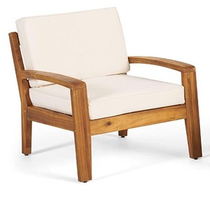 lot 10087 image: GDFStudio Parma Outdoor Acacia Wood Club Chair and Side Table