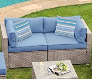 lot 10089 image: Warm Grey Cosiest Gray Wicker Outdoor Sofa