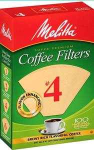 lot 12003 image: Melitta No. 4 Cone Filters 6 packs100 Count Each