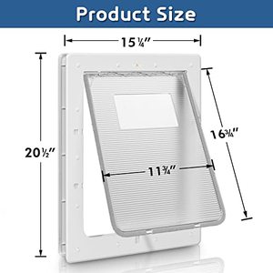 lot 12014 image: Dog Door, Plastic Pet Door by PETOUCH, 16.7 x 11.7 Inner Frame for Large Dog and Pets, Easy to Install, 2-Way Locks, Durable Frame Doggy Door for Door, Screen & Wall, White Doggie Door, Large