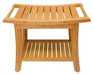 lot 12047 image: ZHUOYUE Bamboo Shower Bench Stool Black