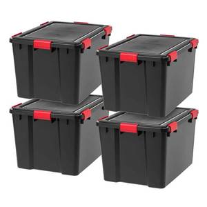 lot 12056 image: IRIS UCB-LDD Set Of 4 Black & Red Storage Containers