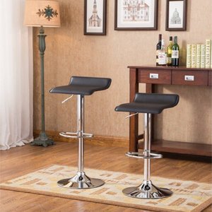 lot 12058 image: Roundhill Contemporary Chrome Air Lift Adjustable Swivel Stools, Set of 2, Multiple Colors Available