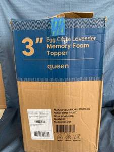 lot 12060 image: New Best Price Mattress 3 egg Crate Memory Foam Mattress Topper - Queen