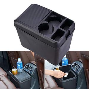 lot 12067 image: Car Trash Can Bin Waste Container Multi-Function Storage Box Car Cup Holder Car Organizer