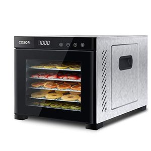 lot 12086 image: COSORI Food Dehydrator Machine (50 Free Recipes), Stainless Steel Dryer for Fruit, Meat Dog Treats, with Timer and Temperature, Control, 6 Trays, ETL Listed, Beef Jerky, Herbs, CP267-FD, Black