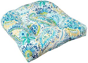 lot 12103 image: Pillow Perfect - 611792 OutdoorIndoor Gilford Baltic Tufted Seat Cushions (Round Back), 19 x 19, Blue, 2 Pack
