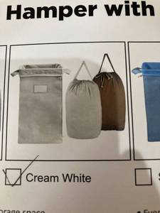 lot 12104 image: CREAM WHITE LAUNDRY HAMPER WITH 2 BAGS