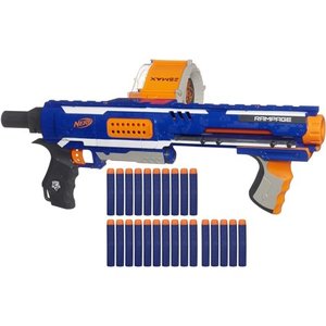lot 12105 image: Nerf Rampage N-Strike Elite Toy Blaster with 25 Dart Drum Slam Fire & 25 Official Elite Foam Darts for Kids, Teens, & Adults (Exclusive)