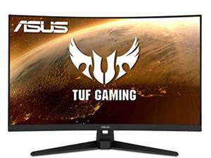 lot 2136 image: For Parts OR Repair Only ASUS TUF Gaming 32 1080P Curved Monitor (VG328H1B) - Full HD, 165Hz (Supports 144Hz), 1ms, Extreme Low Motion Blur, Speaker, Adaptive-Sync, FreeSync Premium, VESA Mountable, HDMI, Tilt Adjustable Damage