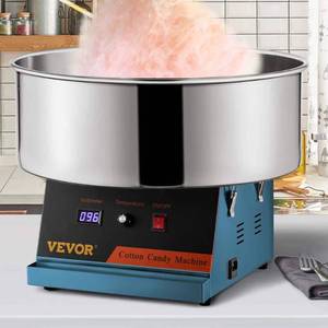 lot 12158 image: VEVOR 19.7 in. Dia Blue Cotton Candy Machine 1050 Watt Commercial Candy Floss Maker with Stainless Steel Bowl and Sugar Scoop