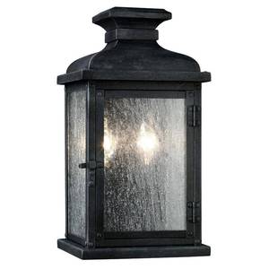 lot 12160 image: Feiss Pediment 18 14 High Zinc 2-Light Outdoor Wall Light