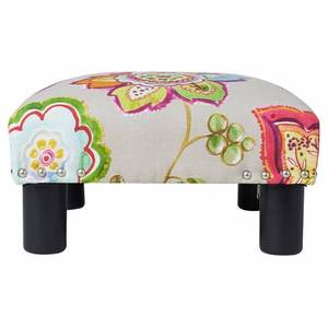 lot 12177 image: Jules Square Accent Footstool Ottoman, Off-White Floral