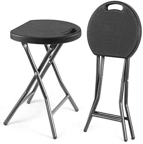 lot 20 image: Rfiver Folding Stool Chair Set of 2, 18-inch Portable Lightweight Foldable Round Chairs