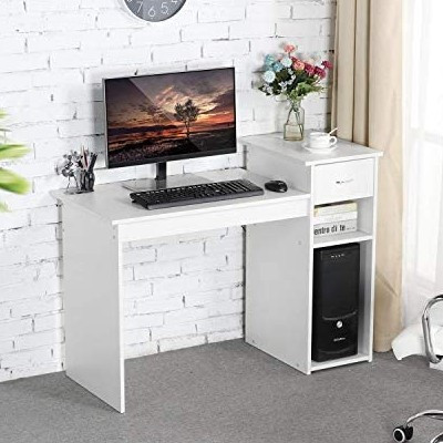 lot 7 image: Home Office Computer Desk with Storage Drawer & Monitor Shelf
