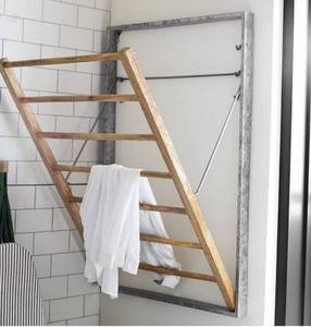 lot 9 image: Galvanized Wall-Mount Laundry Drying Rack