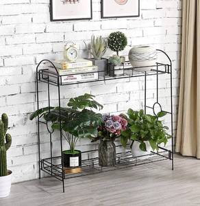 lot 18 image: Yaheetech 2 Tier Metal Plant Stand for OutdoorIndoor, Plant Display Rack Flower Pot Stand Shelf for Home Garden Backyard Patio