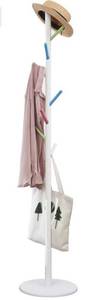 lot 23 image: Vicllax Coat Rack Stand 8 Hooks Wood Clothes Rack Stand Hanger Free Standing Hall Tree (Colorful)