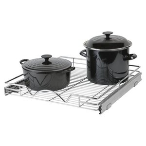 lot 63 image: Pull Out Sliding Steel Wire Under Cabinet Drawer Organizer 21D x 20W Chrome, Heavy Duty by Richards Homewares