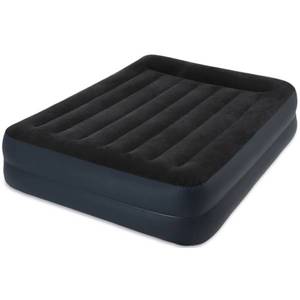 lot 1712 image: Intex Queen Pillow Rest Raised Fiber Tech Airbed Mattress Bed with Built In Pump