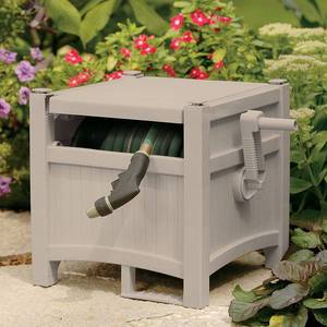 lot 1714 image: Suncast CPLPHH100D Hideaway 100 Resin Garden Hose Reel for 58 Hoses Taupe