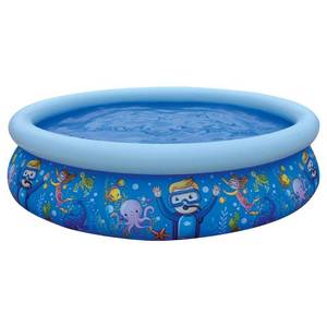 lot 1743 image: JLeisure 6.75Ft x 18.5In 3D Sea World Inflatable Outdoor Backyard Swimming Pool