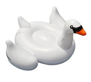 lot 1744 image: Swimline - Giant Swan Inflatable Ride-On Swimming Pool Raft Float - White