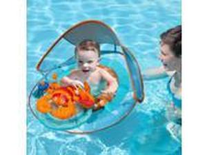 lot 1762 image: SwimWays Baby Spring Float Activity Center with Canopy BlueOrange Lobster
