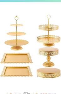 lot 40750 image: GMWD 6 Pcs Gold Cake Stands Set