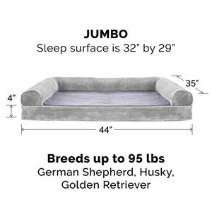 lot 40774 image: Furhaven Pet Bed for Dogs and Cats - Faux Fur and Velvet Sofa-Style Smoke Gray, Jumbo (X-Large)