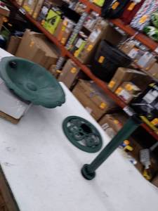 lot 40780 image: Alpine Corporation 30-Inch Outdoor Plastic Bird Bath and Feeder, Green