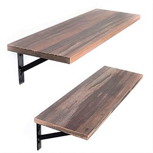 lot 40787 image: Wall Mounted Shelves, 24�� Wall Hanging Shelf Set Rustic Pattern �� Rustic Brown
