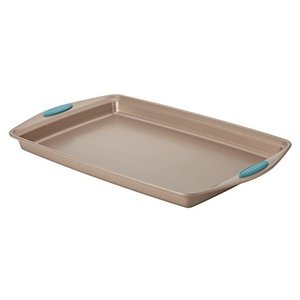 lot 40794 image: Rachael Ray Cucina Nonstick Bakeware with Grips Cookie Sheet  Baking Sheet - 11 Inch x 17 Inch, Latte Brown