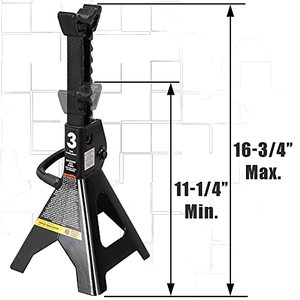 lot 40827 image: Torin AT43202B Steel Jack Stands 3 Ton (6,000 lb) Capacity, Black, 1 Pair