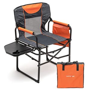lot 40831 image: Camping Directors Chair, Heavy Duty,Oversized Portable Folding Chair (Orange)