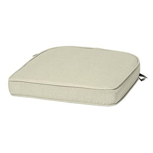 lot 40836 image: Arden Selections ProFoam Essentials 19 x 20 x 3.5 Inch Rounded Back Outdoor Dining Cushion, Tan Leala