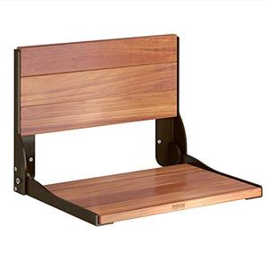 lot 40838 image: Moen DN7110OWB Wall Mounted Teak Wood Aluminum Folding Shower Seat,