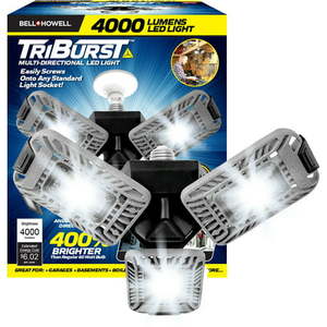 lot 40841 image: BellHowell TriBurst High Intensity Lighting Triple Panel Light for Indoor and Outdoor Garage Light