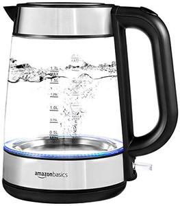lot 40848 image: Amazon Basics Electric Glass and Steel Hot Tea Water Kettle - 1.7-Liter